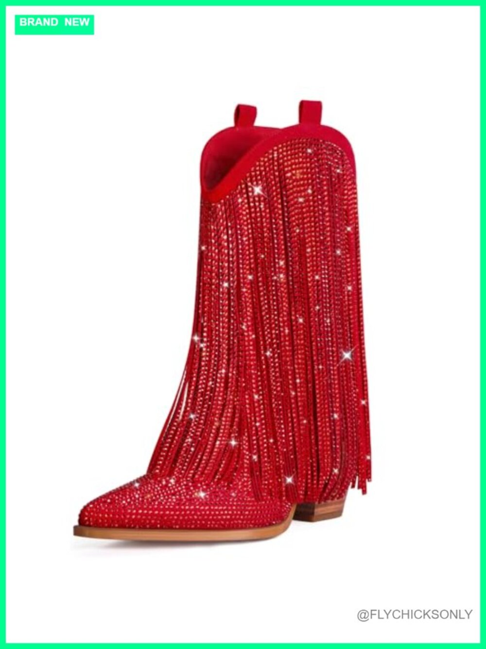 Suede Cowboy Boots Mid-Calf Fringe Western Boots Stacked Heel